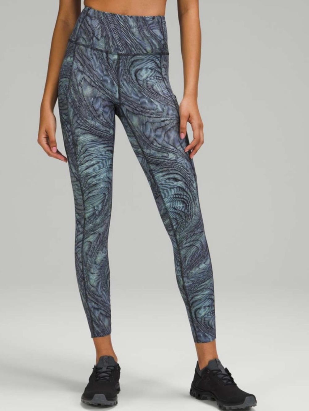Lululemon Fast and Free Tight 25" Nulux Dimensional Icing Blue Multi Size 10